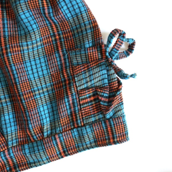 Vintage Rainbow Elephants Tee + Blue Plaid Shorts SET / 12-18M - Picture 11 of 11